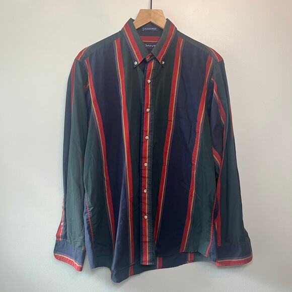 Vintage GANT Foxhunt Stripe Men's Long Sleeve Button Shirt Size Large - Picture 1 of 5
